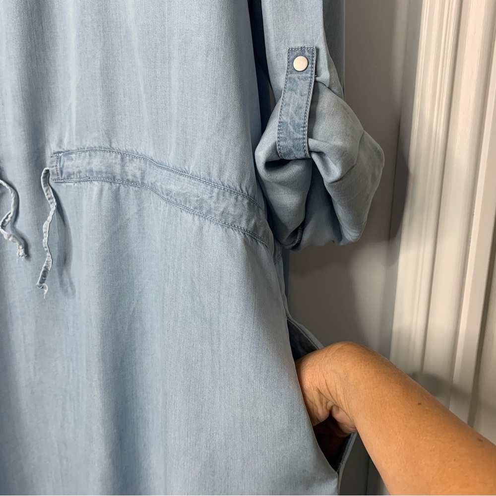 Reitmans Light Blue Denim Look Long Sleeve shirt Dress Women’s Size XXL - Picture 5 of 15